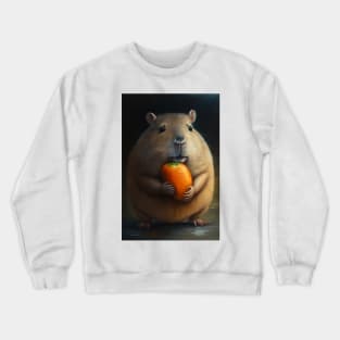 Capybara Holding an Orange Crewneck Sweatshirt